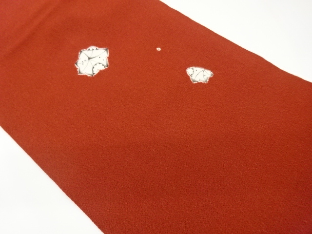 Nagoya obi with hand-drawn leaf pattern shibori on crepe de chine